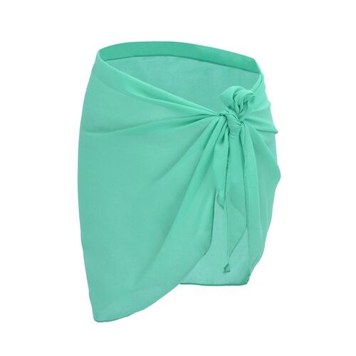 新品Women Solid Color Pareo Chiffon Wrap Skirt Sarong S.carf