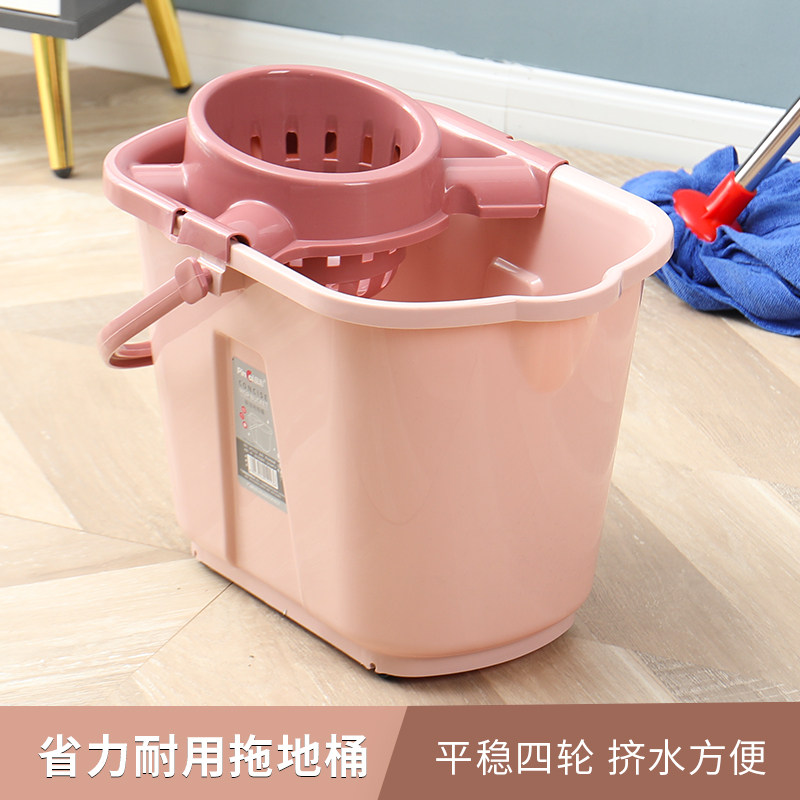极速涮拖把桶手压带滑轮加厚洗z挤水桶墩布清洁单桶拖把压干桶家