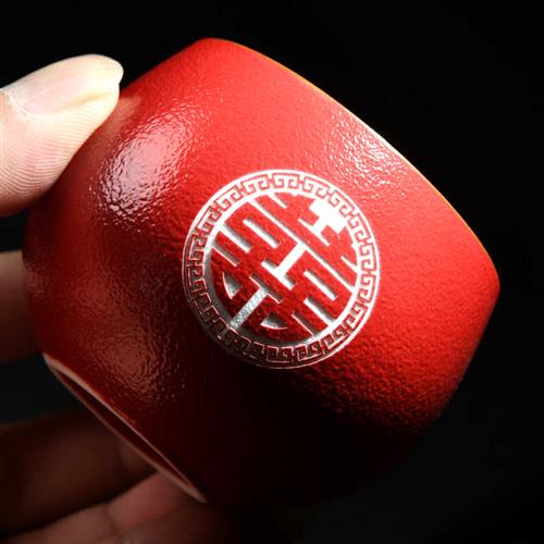 极速陶瓷喜杯红色茶m具套组结婚伴手礼改口敬茶杯婚庆礼品送新人