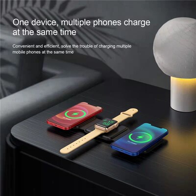 极速200W 3 in 1 Magnetic Wwireless Charger Pad Foldable for