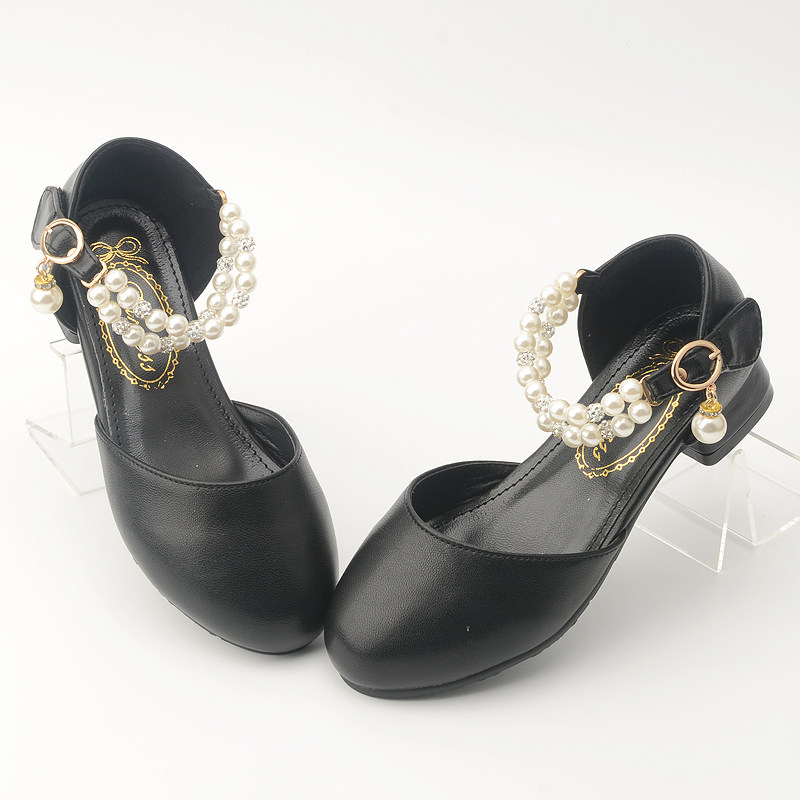 新品女童公主高跟鞋春秋季v学生表演皮鞋中大童白色儿童配晚礼服