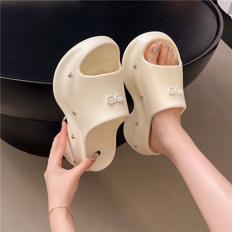 新品主婚纱神器夏季凉拖鞋女漏指松糕H厚底增高新娘鞋白色婚鞋女