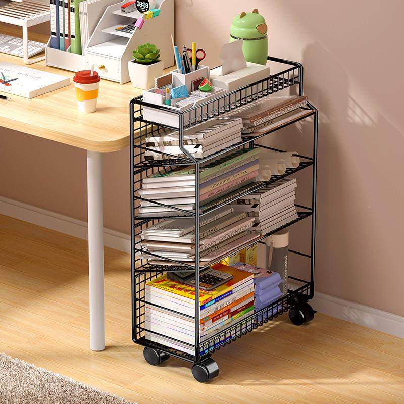 极速小书架置物架落地移动带x轮收纳桌边多层简易课桌书本办公铁,收纳整理,橱柜收纳筐,淘宝优惠券,粉丝福利购,淘宝优惠卷