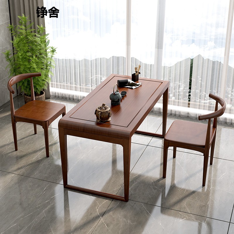 极速新中式阳台茶桌椅p组合办公室实木功夫茶台一桌二椅家用小型