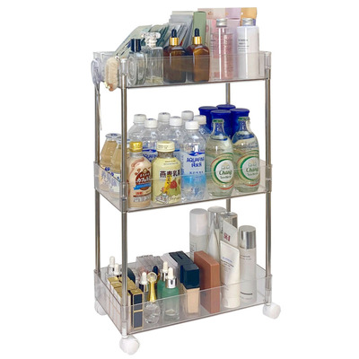 极速厨房置物架落地n多层窄缝可移动小推车缝隙夹缝收纳架透明亚