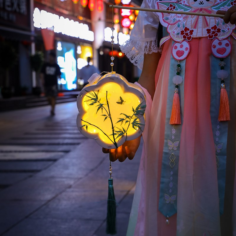 极速中秋节diy刺绣手提小灯笼古风E拍摄道具汉服手持物夜市摆摊玩