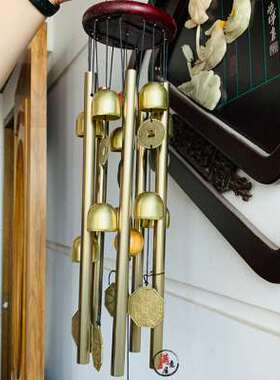 新品纯铜风铃金属k风铃门铃响的挂饰门饰铃铛挂件实木十全十美五