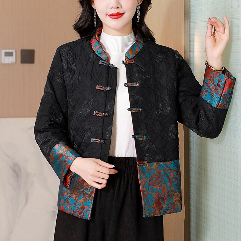 新品唐装女装中国风新中式棉衣女外套民族风改Q良汉服复古盘扣上