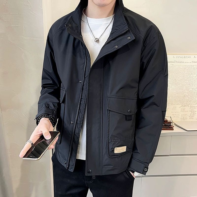 外套男春秋款2024新款春季男装衣服潮牌痞帅工装上衣立领夹克男