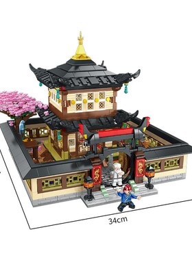 速发61007武道馆街型大型古风中木风建筑高难度积国模景男