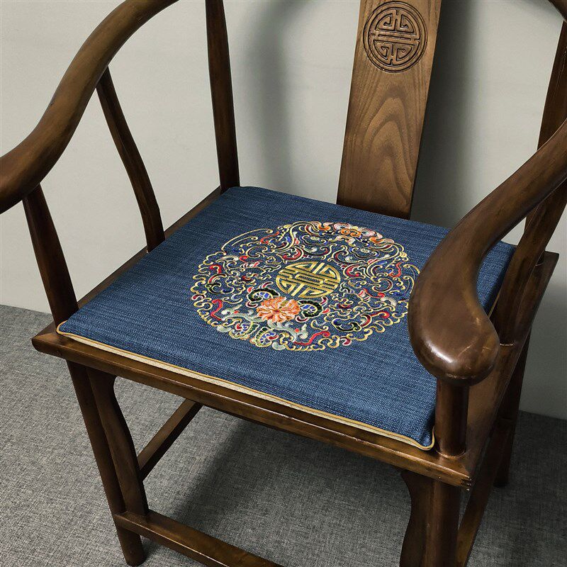 速发刺绣中式红木椅子坐垫餐椅垫古典实木沙发垫圈椅茶椅座椅海绵
