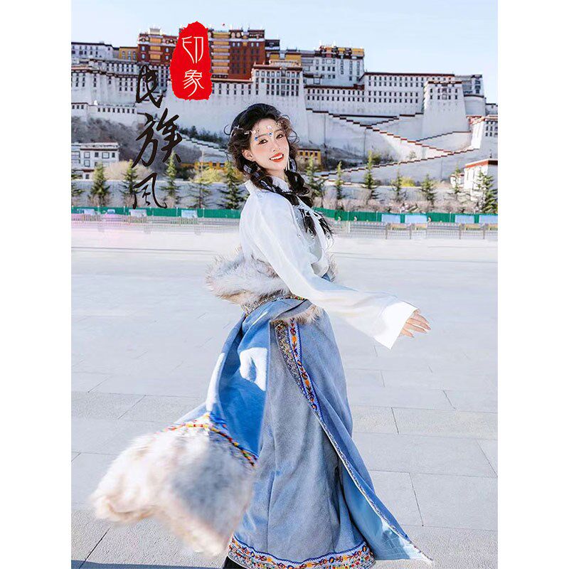 速发藏族服装新款贵族藏袍牛仔西藏旅游少数民族风藏式舞蹈服饰