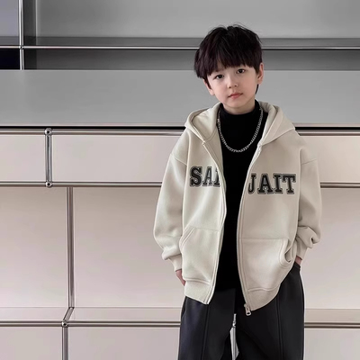 中大童字母连帽开衫卫衣男童秋冬