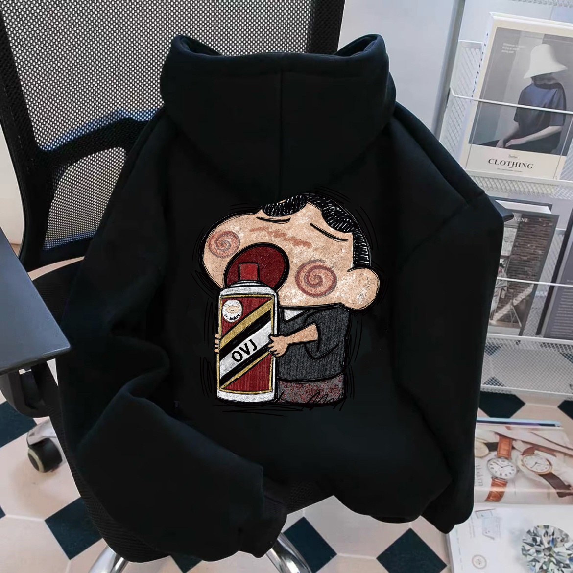 中大童日系卡通连帽卫衣男女童秋