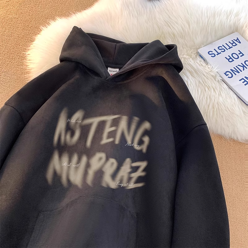 中大童儿童字母印花连帽卫衣男童