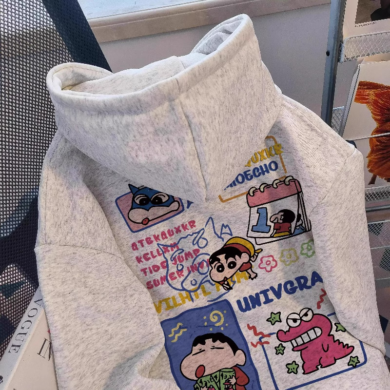 男女童卡通潮牌连帽卫衣中大童秋冬加绒加厚儿童宽松休闲帽衫外套