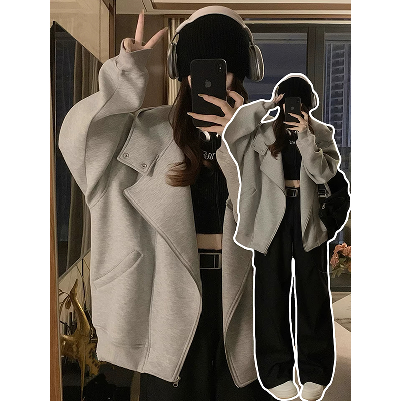 中大童不规则拉链卫衣男女童秋冬