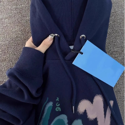 儿童藏蓝色连帽卫衣男女童秋冬潮