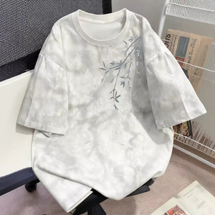 中大儿童新中式扎染纯棉短袖t恤男女童夏季国风宽松半袖体恤上衣