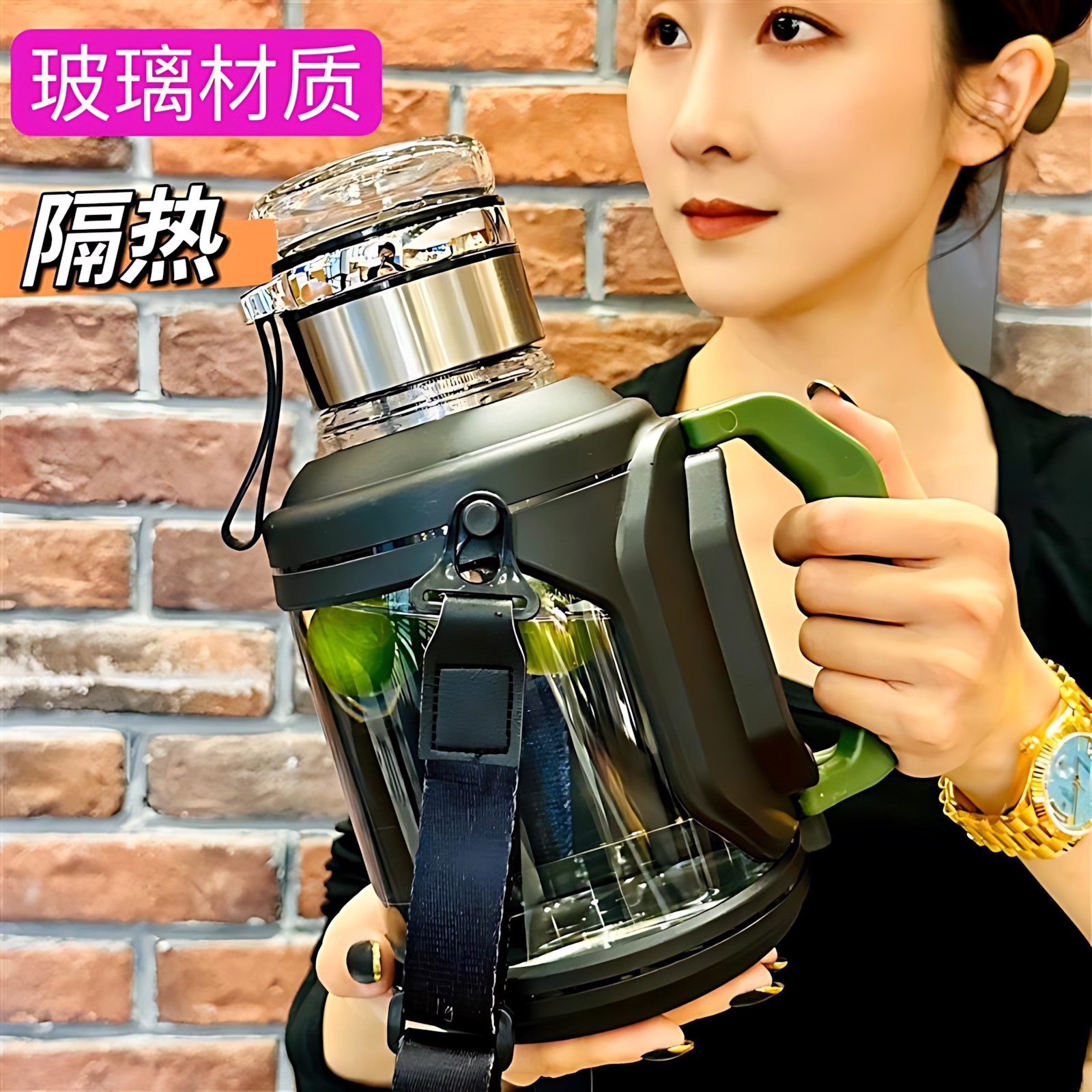 高硼硅玻璃水杯大容量吨吨桶水壶防摔耐高温墩墩茶水分离泡茶杯子,餐饮具,太空杯,淘宝优惠券,粉丝福利购,淘宝优惠卷