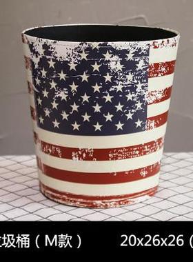 家居摆件美式复古pu皮革垃圾桶创意时尚批发工艺品收纳桶装饰品