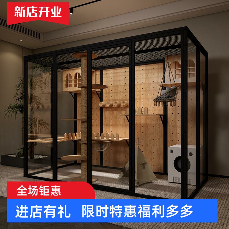 全景玻璃猫柜猫别墅猫房猫舍大型豪华超大猫笼猫咪房子宠物店猫舍