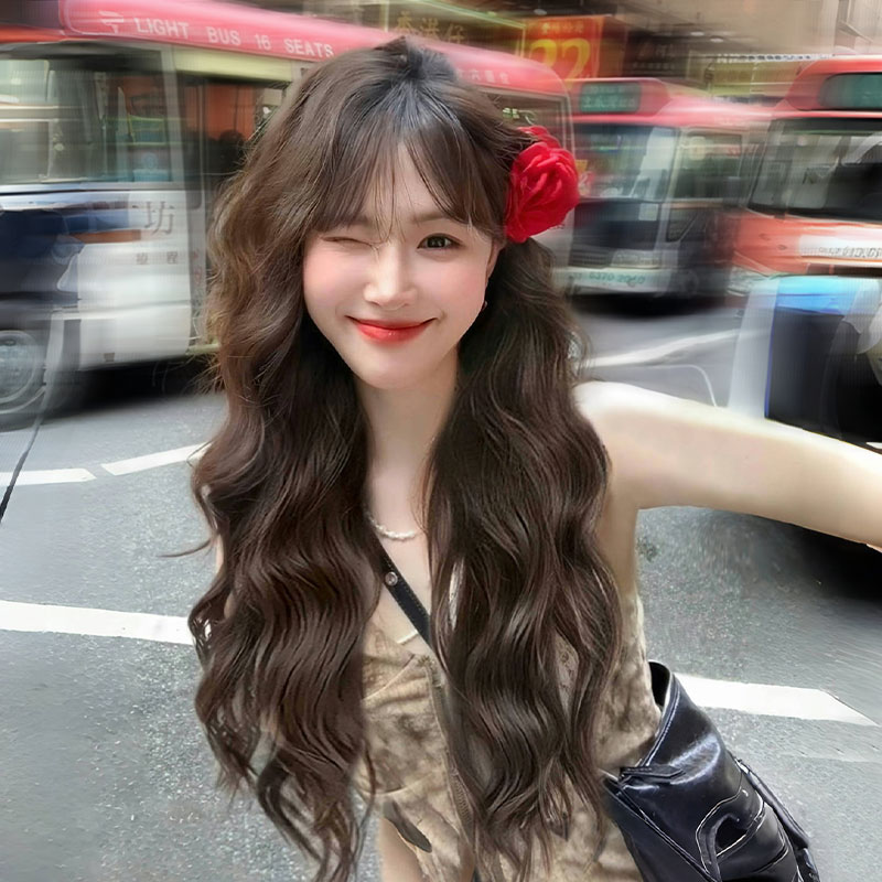 愉悦甜美明媚少女慵懒整顶假发