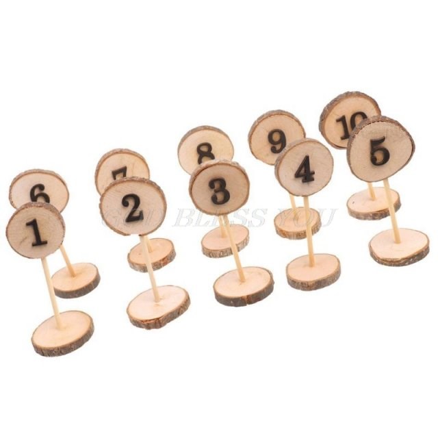 极速1-10 Rustic Wonod Table Numbers Slices Stick Stand Base