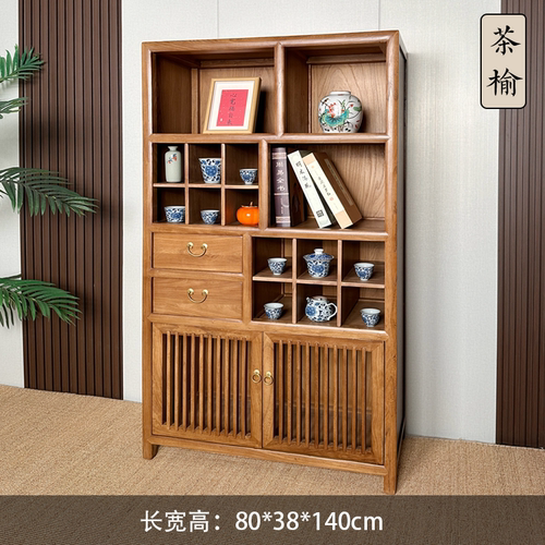 茶室北方老榆木多宝阁边柜置物柜