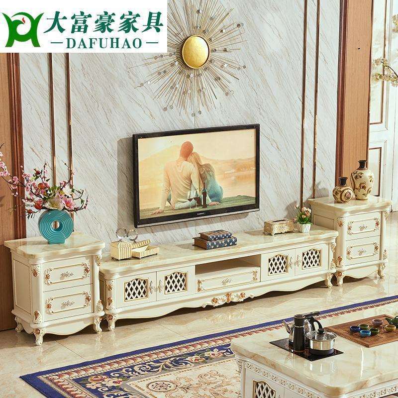 欧式大理石电视柜小户型简约客厅实木高低柜泡茶桌茶几办公室组合