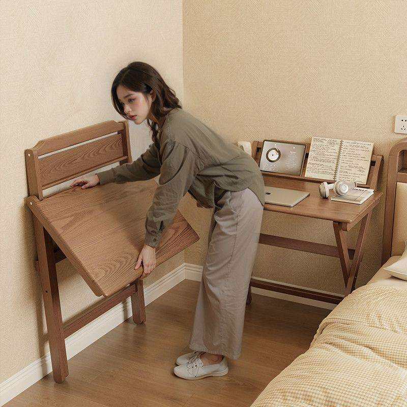 简约现代可折叠书房书桌带书架级环保家用学生儿童家用书写字桌子