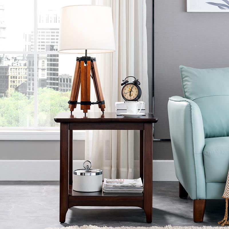 实木角几沙发边柜客厅储物角柜简约小边几家用长方形桌子美式茶几