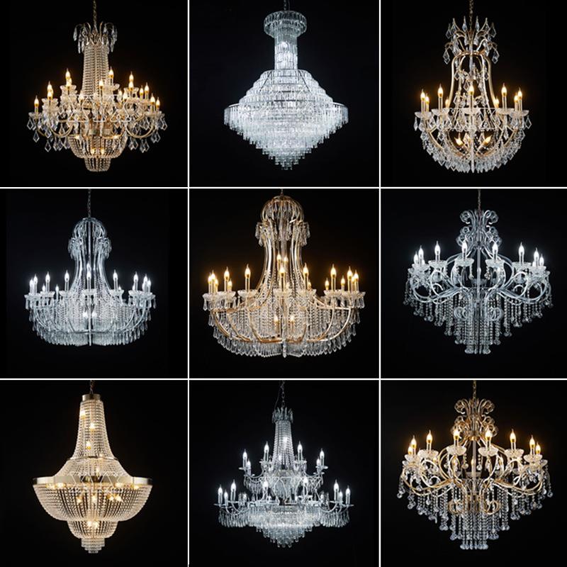 新款婚礼堂水晶吊灯电镀铁艺吊顶装饰灯舞台亚克力水晶链装饰道具