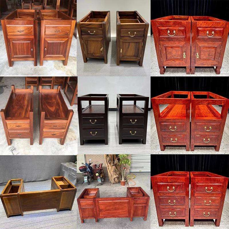 大板柜式支架奥坎茶桌柜子腿办公桌子底座巴花实木脚架一抽屉一门