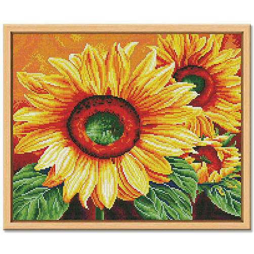 手工实木框满钻客厅卧室装饰钻石画简约居家向日葵花卉系列钻石画
