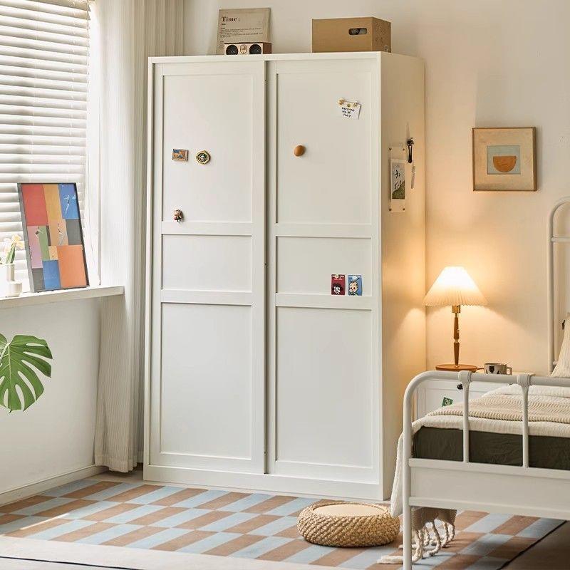 钢制衣柜简约现代家用儿童房储物收纳推拉门衣橱大容量零甲醛铁柜