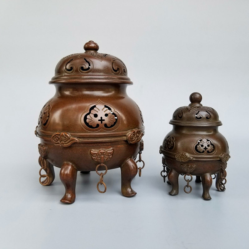 金鼎铜炉铜仿古五足帝王炉檀香盘香茶道香熏炉宣德炉工艺品