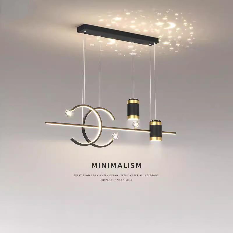 餐厅吊灯2022新款现代简约大气轻奢北欧创意吧台餐桌led长条灯具