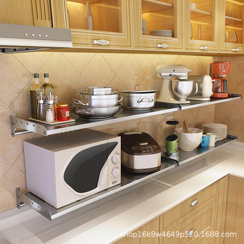 304不锈钢微波炉置物架厨具用品收纳【打孔/免钉安装款,收纳整理,烫衣板及配件,淘宝优惠券,粉丝福利购,淘宝优惠卷