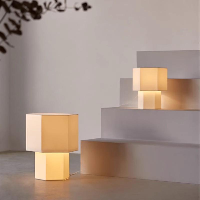 简约布艺六边形时尚个性装饰台灯客厅卧室书房别墅名宿展厅氛围灯