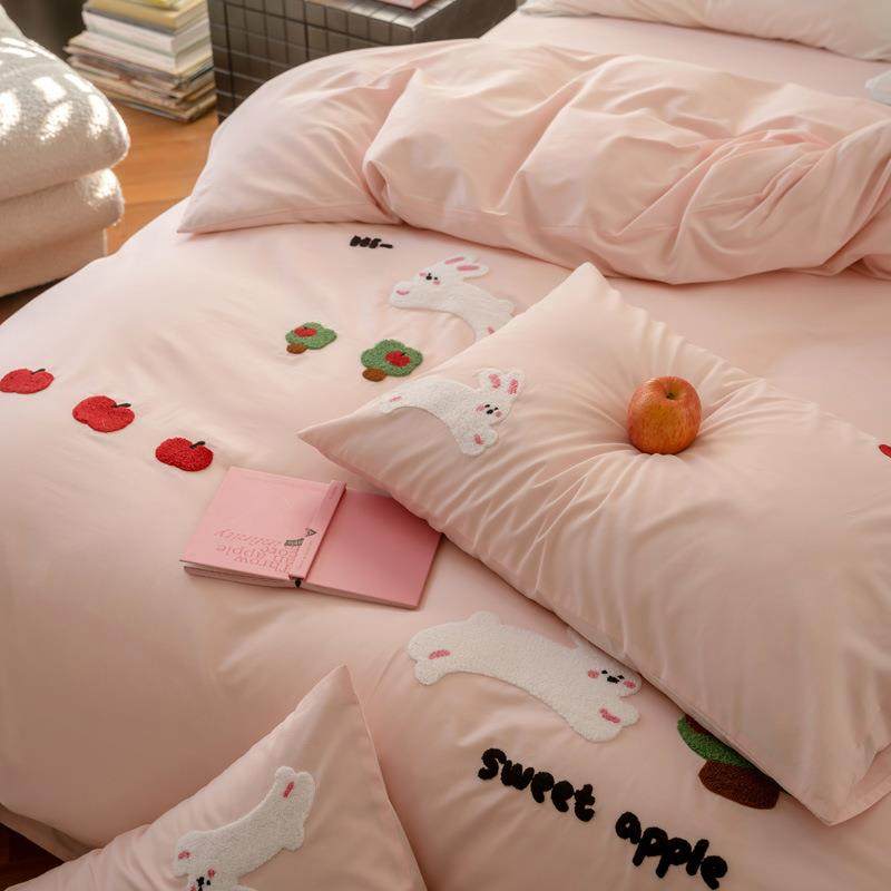 粉色小兔全棉水洗棉毛巾绣四件套纯棉卡通床单长绒棉被套床上用品,纺织面料/辅料/配套,纺织机械配件,淘宝优惠券,粉丝福利购,淘宝优惠卷