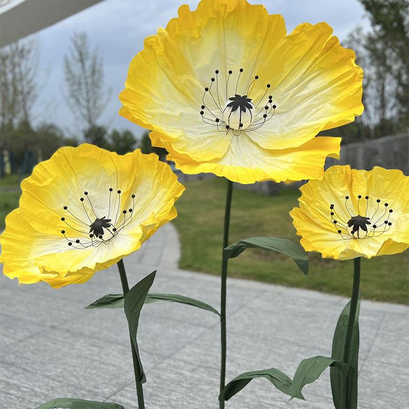 新款婚礼摆件真丝花路引丝网花舞台立杆纸花装饰橱窗婚庆美陈道具