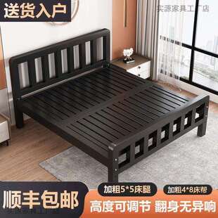 铁艺床双人床家用1.5m单人铁架床不锈钢加固加粗加厚1米2出租房用