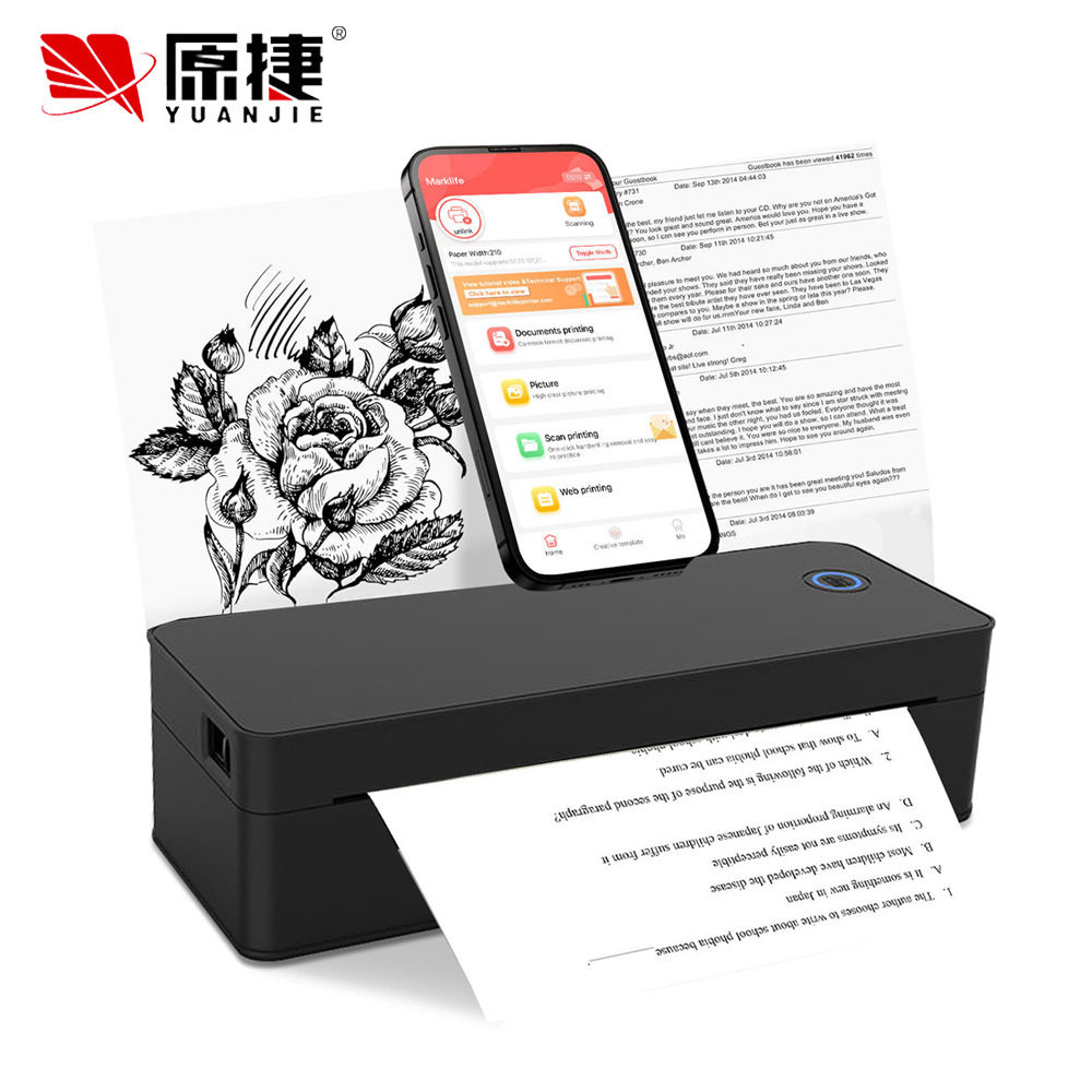 A4热敏打印机家用错题作业照片A4随身移动办公墨西哥A4纹身打印机