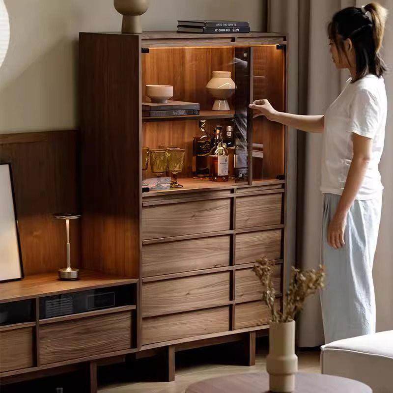 黑胡桃木色实木斗柜复古客厅卧室靠墙储物柜床尾置物多功能抽屉柜,智能设备,其他智能设备,淘宝优惠券,粉丝福利购,淘宝优惠卷