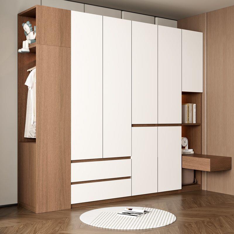 分段式一门到顶衣柜家用卧室复古中古风60深度胡桃色木纹欧松衣柜