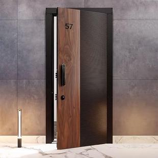 入户门子母门防盗门别墅大门进户门原木纹家用上门安装精雕铸铝门