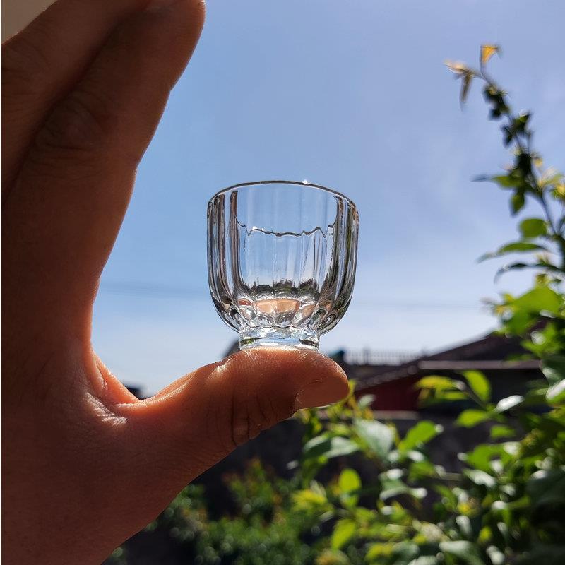 中式玻璃小品杯特小号杯子春日小雏菊女士品茗杯小型迷你满杯20ml