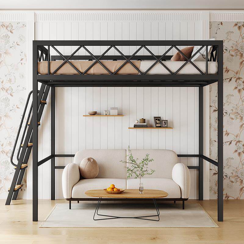 公寓出租屋高架床小户型上铺床铁艺上床下桌复式二楼铁架床阁楼床