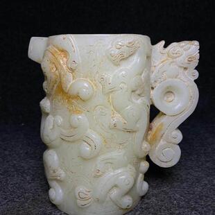 高古玉兽角杯吉祥兽角杯古董兽件古玩老玉器装饰摆件把件收藏品5